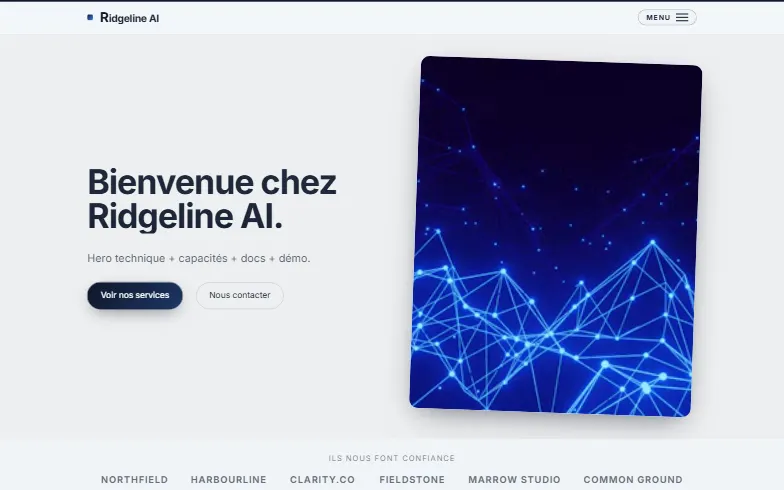La page d’accueil du modèle Plateforme IA