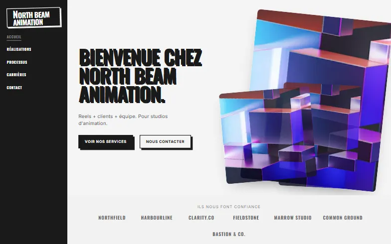 La page d’accueil du modèle Studio d'Animation