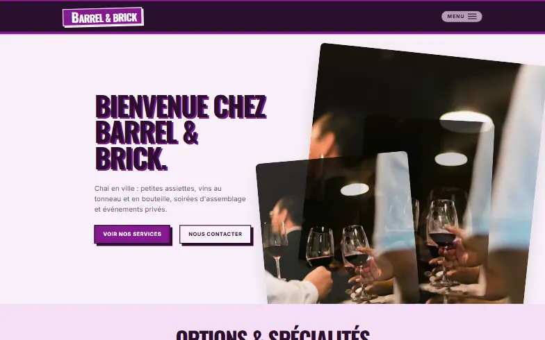 La page d’accueil du modèle Chai Urbain et Bar à Vins
