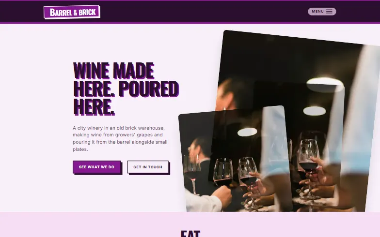 The home page of the Urban Winery & Wine Bar template