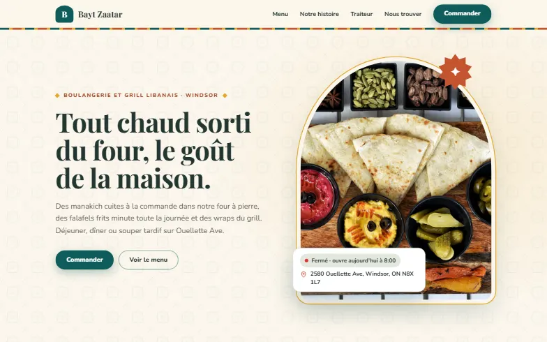 La page d’accueil du modèle Bayt Zaatar