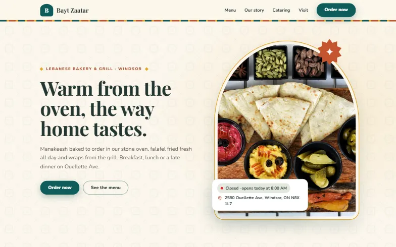 The home page of the Bayt Zaatar template