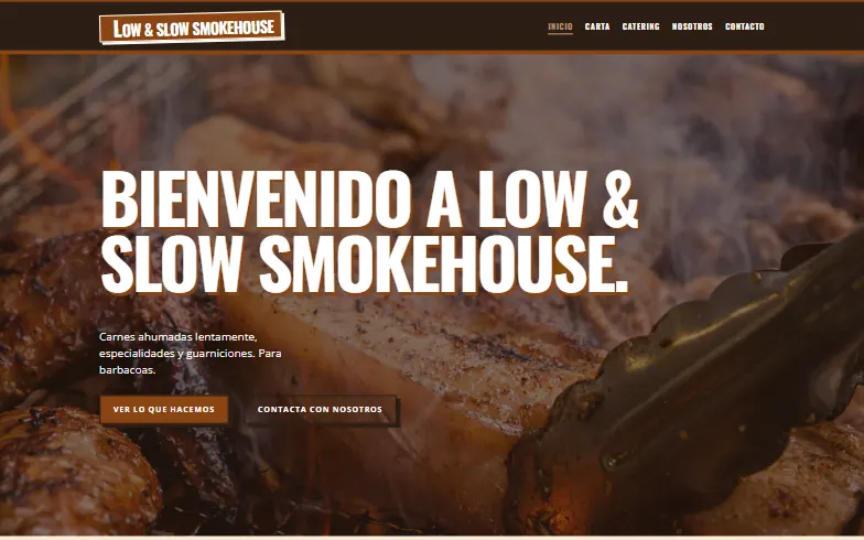 La página de inicio de la plantilla Smokehouse BBQ