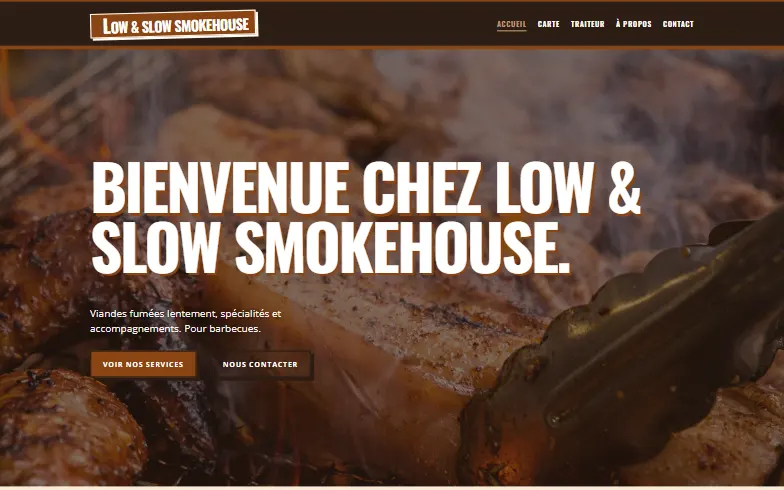 La page d’accueil du modèle Fumoir BBQ