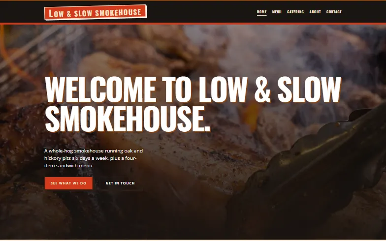The home page of the BBQ Smokehouse template