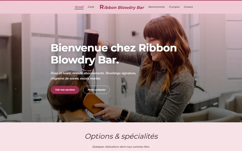 La page d’accueil du modèle Bar à Brushings