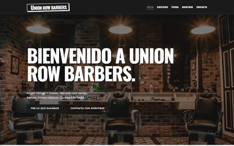 La página de inicio de la plantilla Barbería Clásica