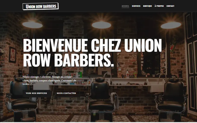 La page d’accueil du modèle Barbier Classique