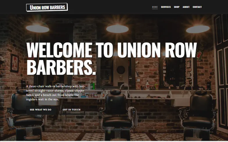 The home page of the Classic Barbershop template