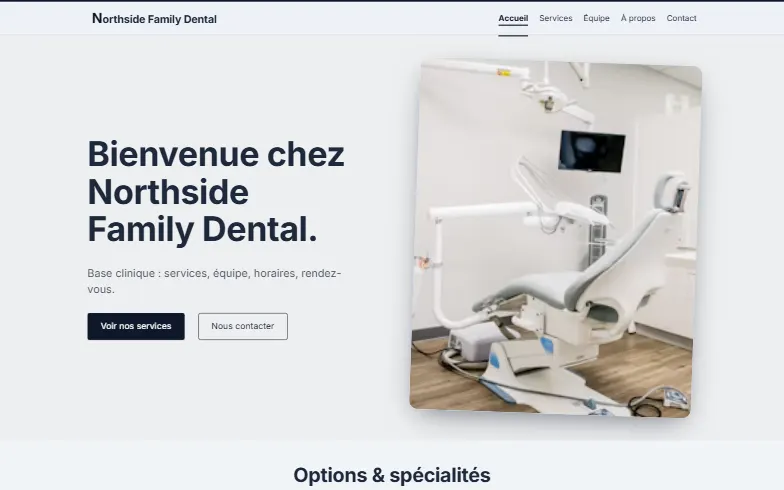 La page d’accueil du modèle Clinique
