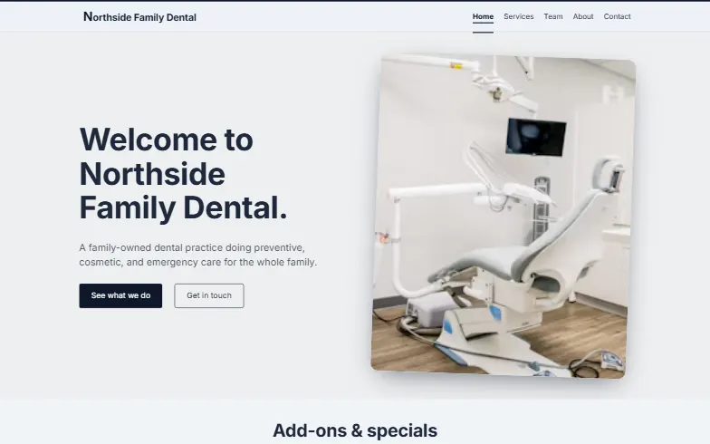 The home page of the Practice template