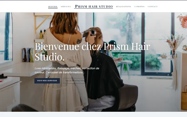 La page d’accueil du modèle Salon Spécialiste Couleur