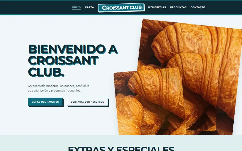 La página de inicio de la plantilla Club del Cruasán