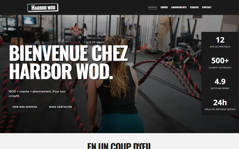 La page d’accueil du modèle Box CrossFit