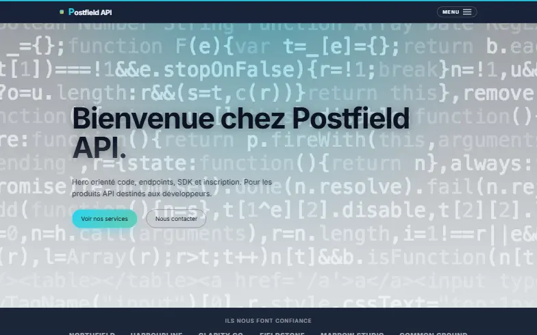 La page d’accueil du modèle Produit API