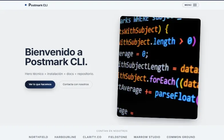 La página de inicio de la plantilla Dev Tool