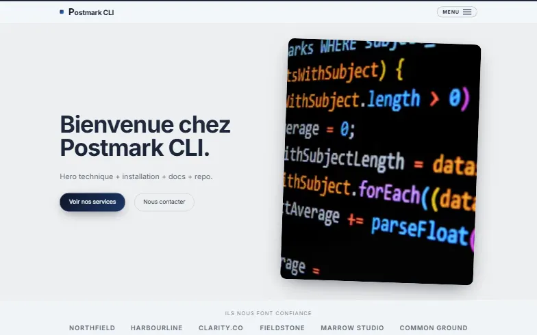 La page d’accueil du modèle Dev Tool