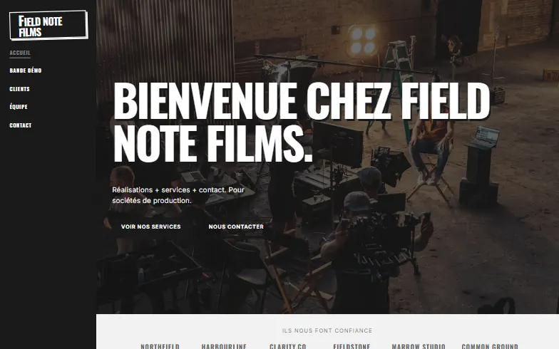 La page d’accueil du modèle Société de Production