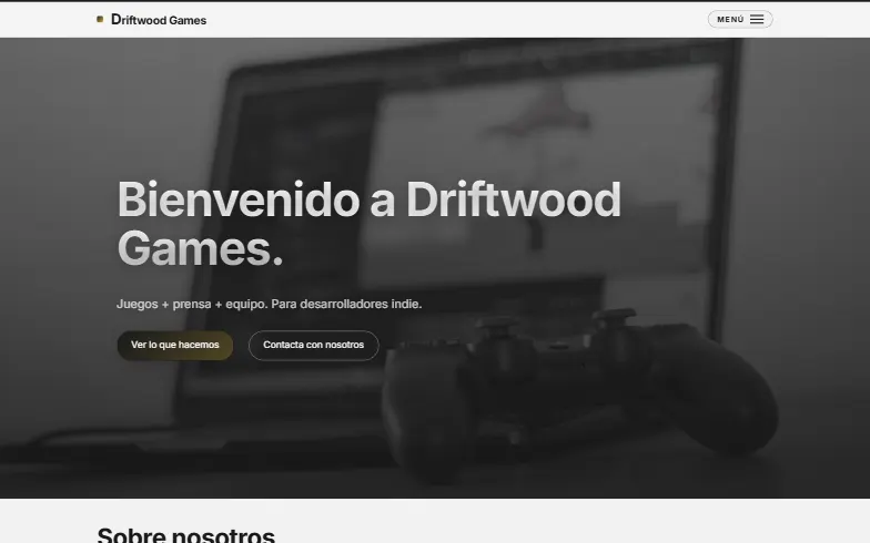 La página de inicio de la plantilla Estudio Indie