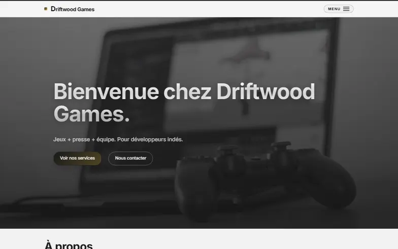 La page d’accueil du modèle Studio Indé