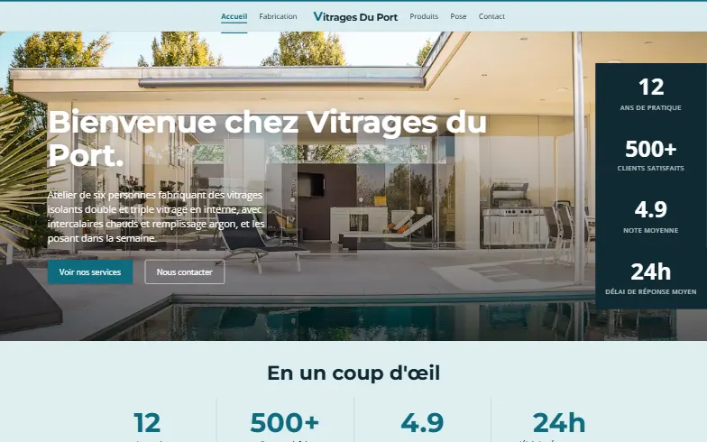 La page d’accueil du modèle Fabricant de Vitrages Isolants