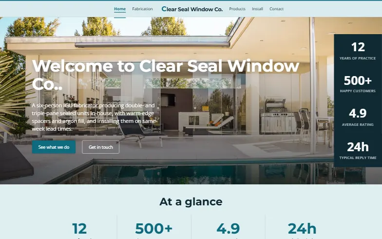 The home page of the Sealed Glass Unit Fabricator template