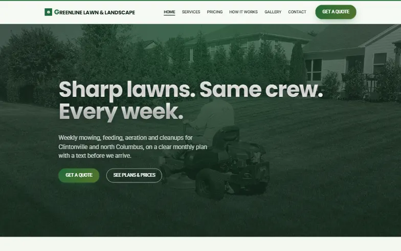 The home page of the Greenline Lawn & Landscape template