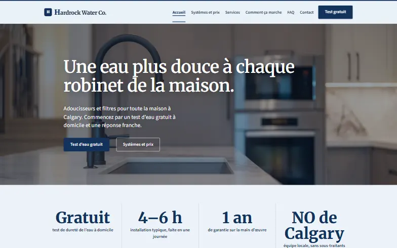 La page d’accueil du modèle Hardrock Water Co.