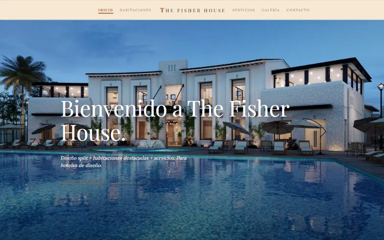 La página de inicio de la plantilla Hotel Boutique Split