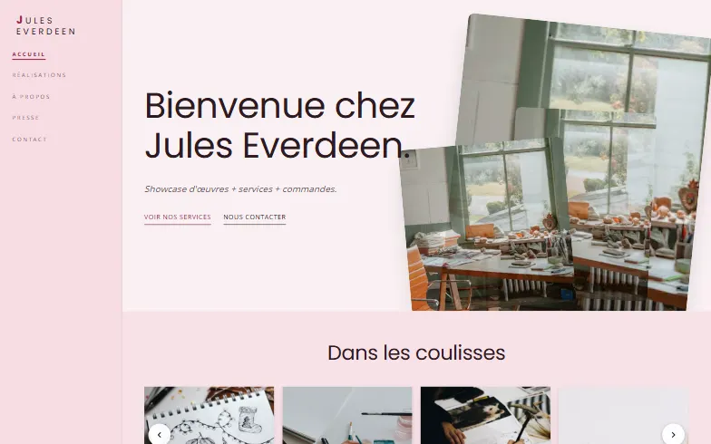 La page d’accueil du modèle Portfolio d'Illustrateur