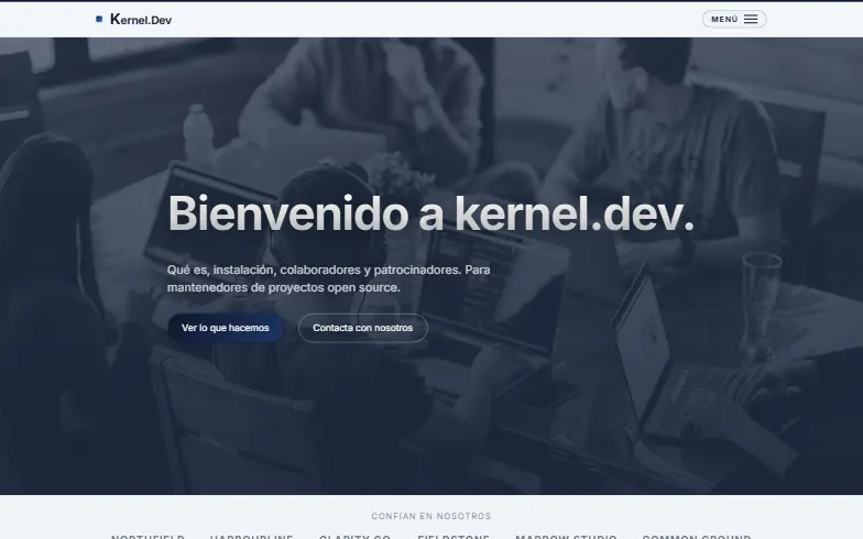 La página de inicio de la plantilla Proyecto de Código Abierto