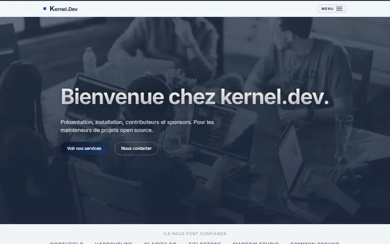 La page d’accueil du modèle Projet Open Source