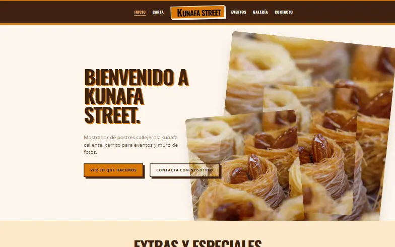 La página de inicio de la plantilla Kunafa de la Calle