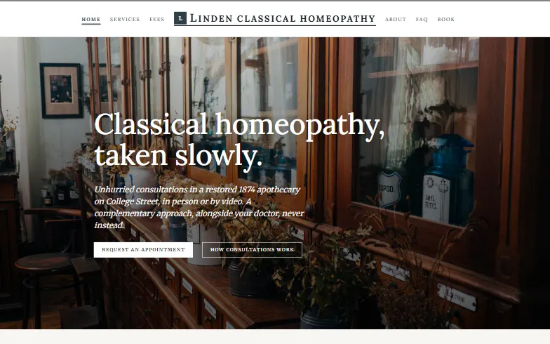 The home page of the Linden Classical Homeopathy template