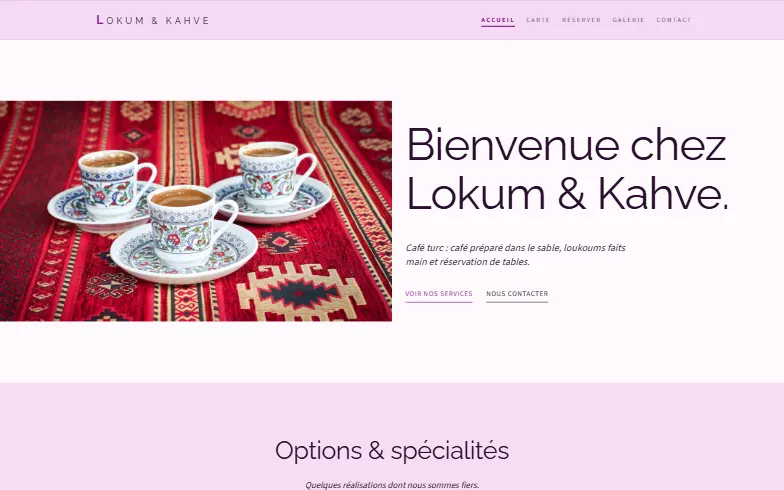 La page d’accueil du modèle Maison du Café et du Loukoum