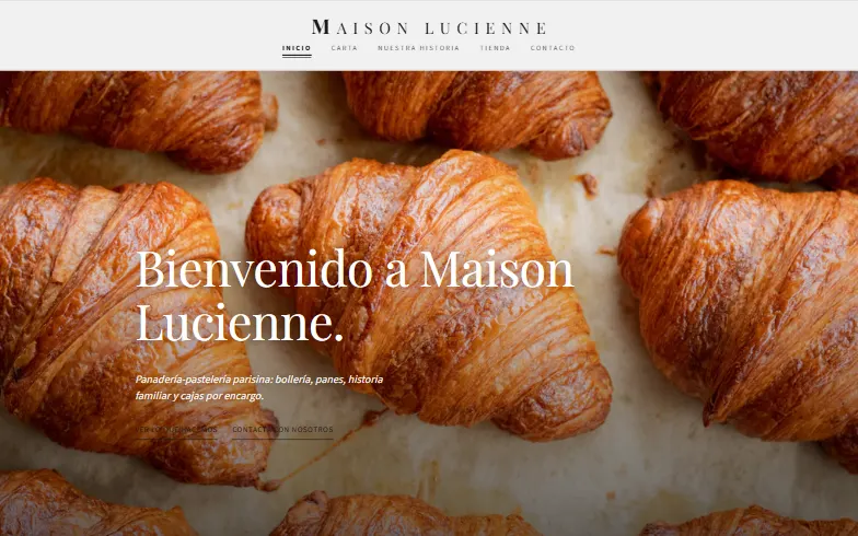La página de inicio de la plantilla Boulangerie de la Casa