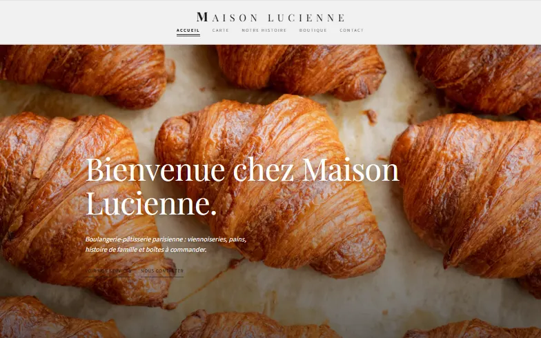 La page d’accueil du modèle Maison Boulangère