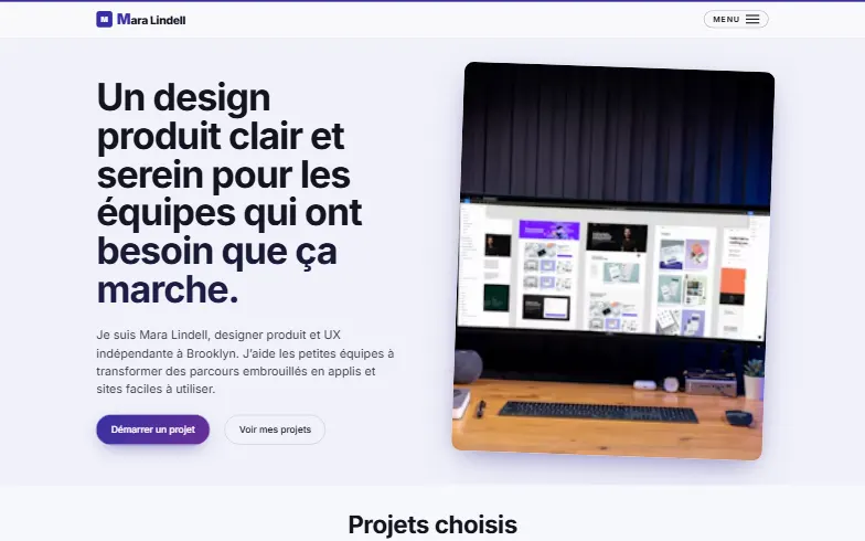 La page d’accueil du modèle Mara Lindell
