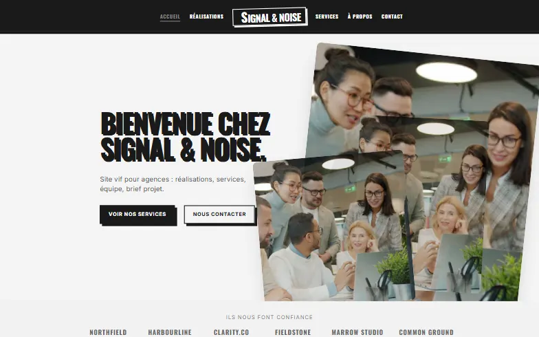 La page d’accueil du modèle Agence Marketing