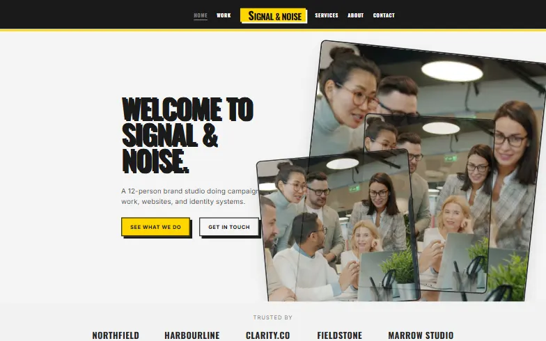 The home page of the Marketing Agency template