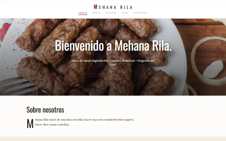 La página de inicio de la plantilla Mehana Rila