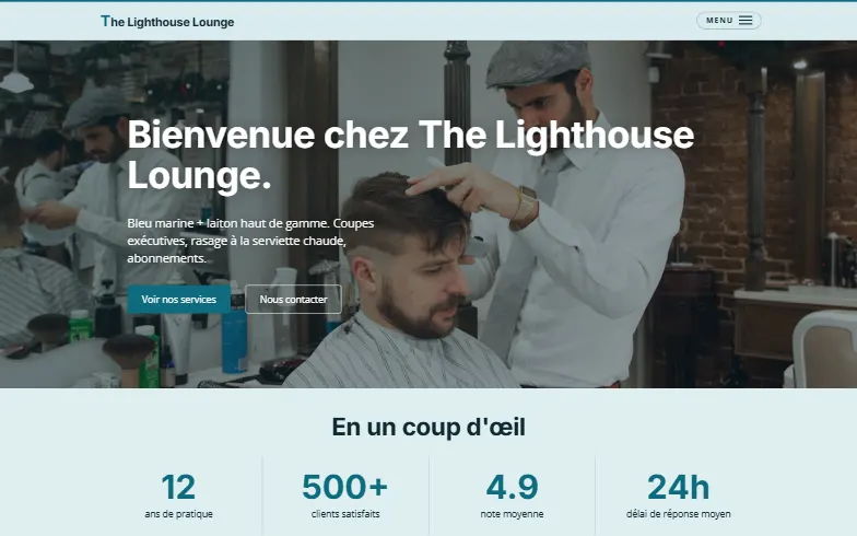 La page d’accueil du modèle Lounge Grooming Masculin
