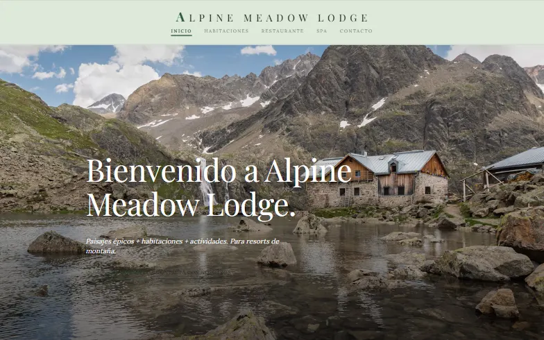 La página de inicio de la plantilla Resort de Montaña