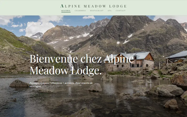 La page d’accueil du modèle Resort de Montagne