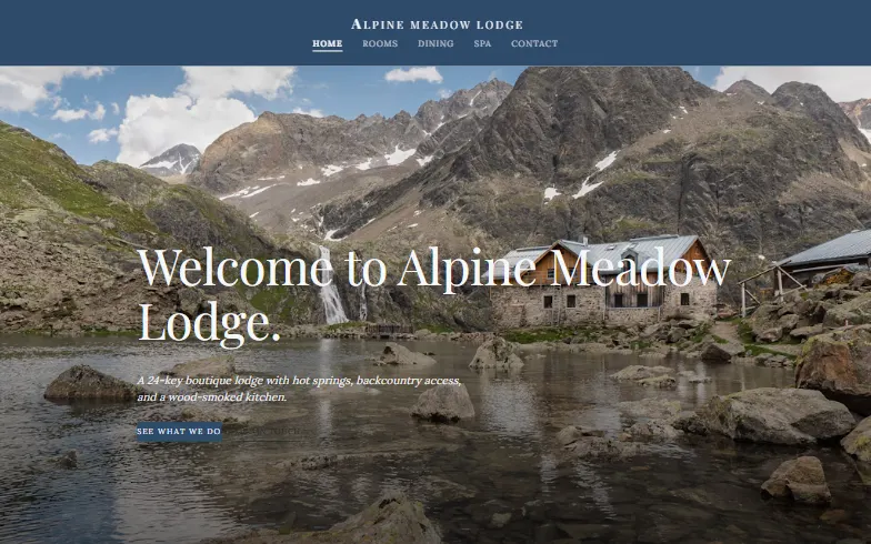 The home page of the Mountain Resort template