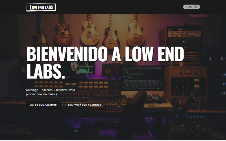 La página de inicio de la plantilla Productor Musical