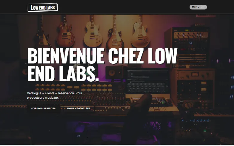 La page d’accueil du modèle Producteur Musical
