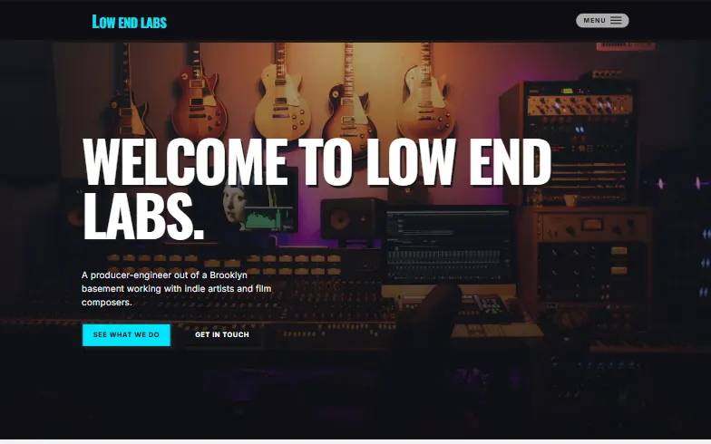 The home page of the Music Producer template