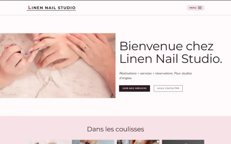 La page d’accueil du modèle Studio d'Ongles