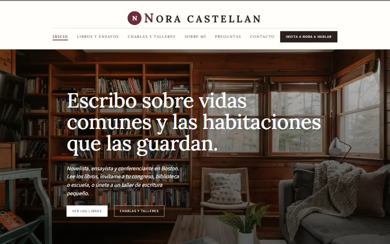 La página de inicio de la plantilla Nora Castellan